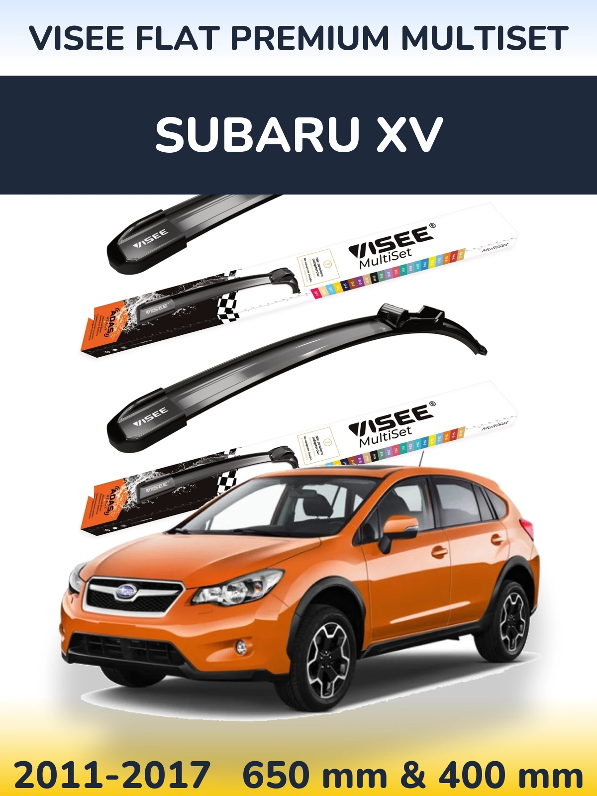Sada předních stěračů VISEE FLAT PREMIUM MultiSet 650 a 400 mm pro Subaru XV 2011-2017