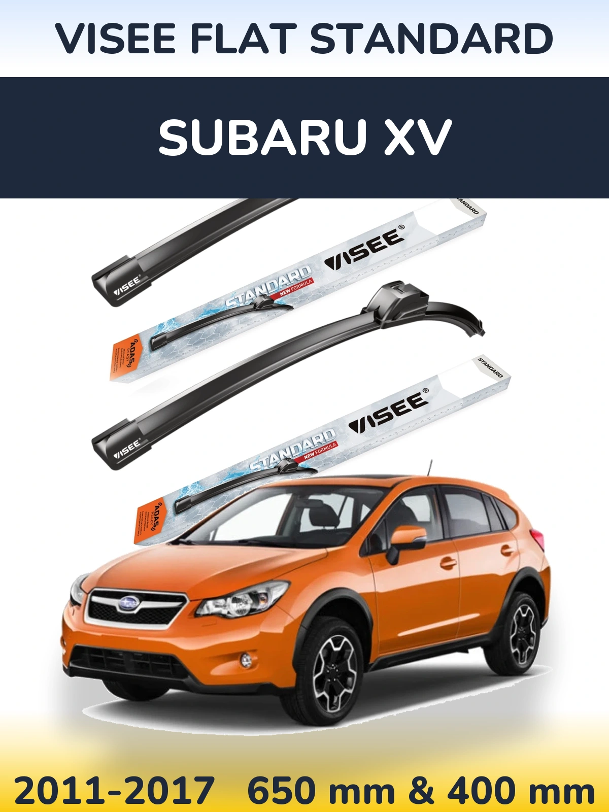 Sada předních stěračů VISEE FLAT STANDARD 650 a 400 mm pro Subaru XV 2011-2017