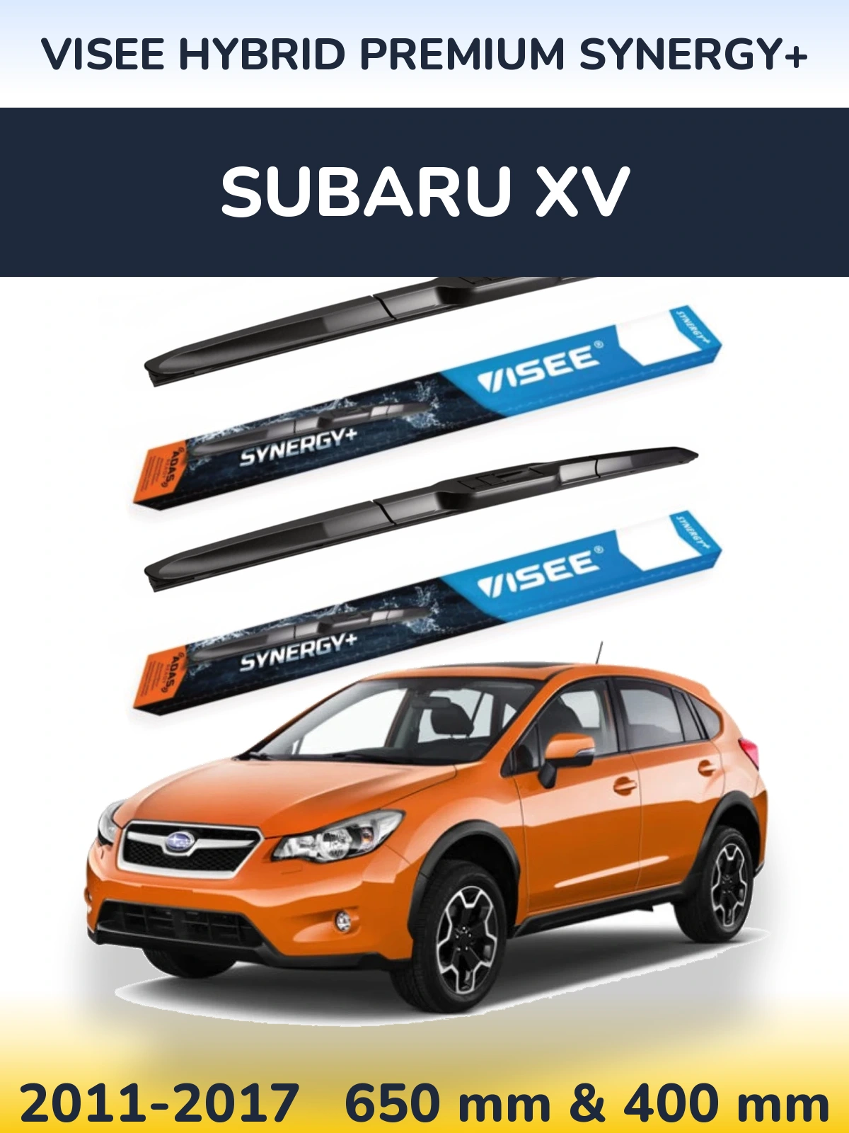 Sada předních stěračů VISEE HYBRID PREMIUM SYNERGY+ 650 a 400 mm pro Subaru XV 2011-2017