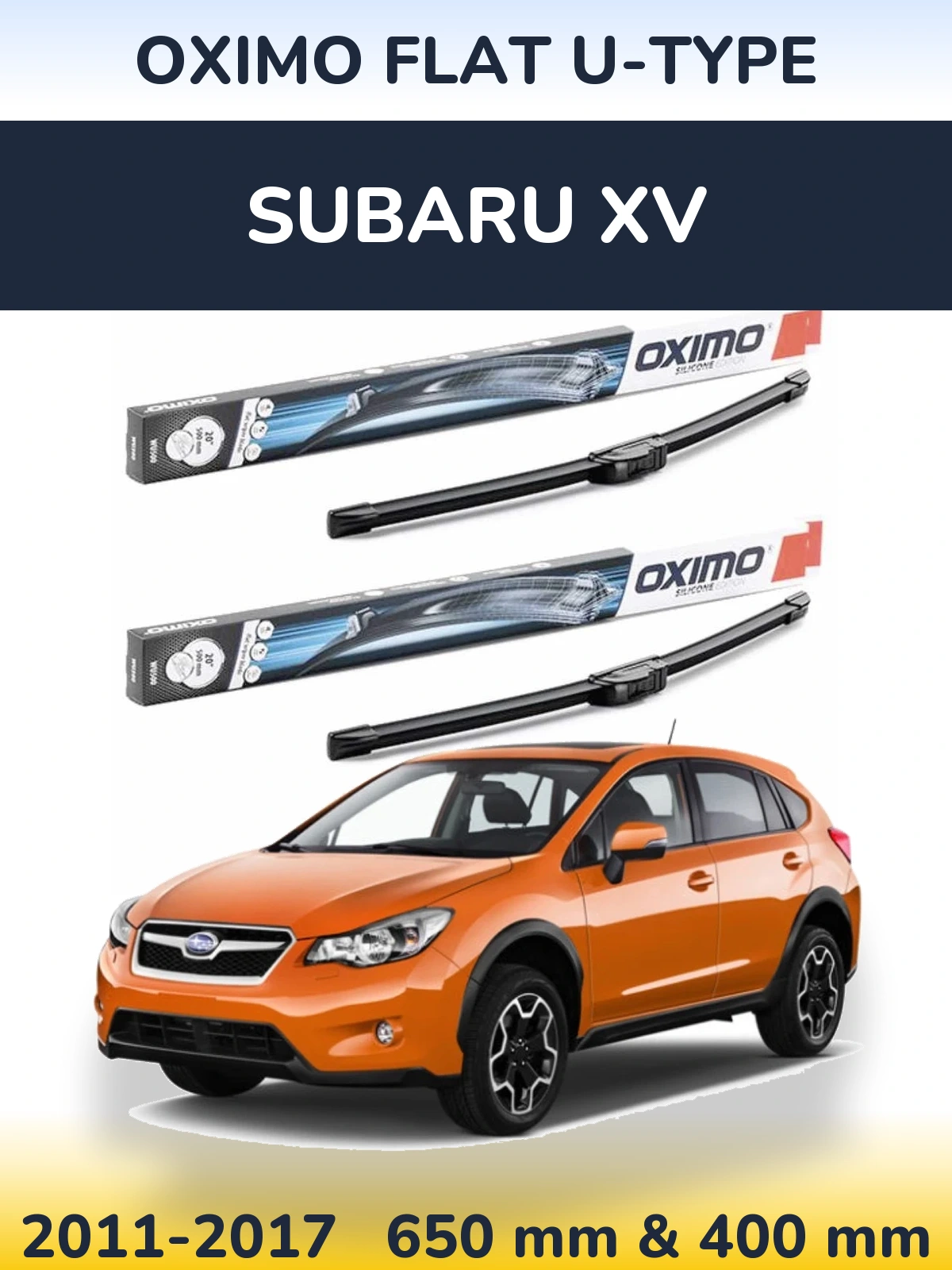 Sada předních stěračů Oximo Flat U-type 650 a 400 mm pro Subaru XV 2011-2017