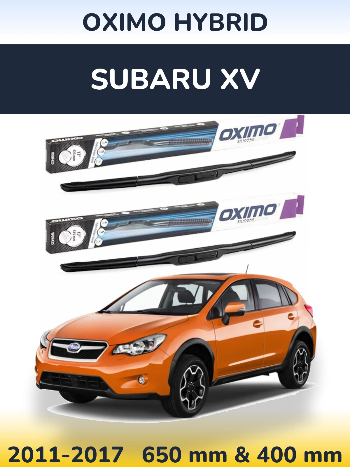 Sada předních stěračů Oximo Hybrid 650 a 400 mm pro Subaru XV 2011-2017