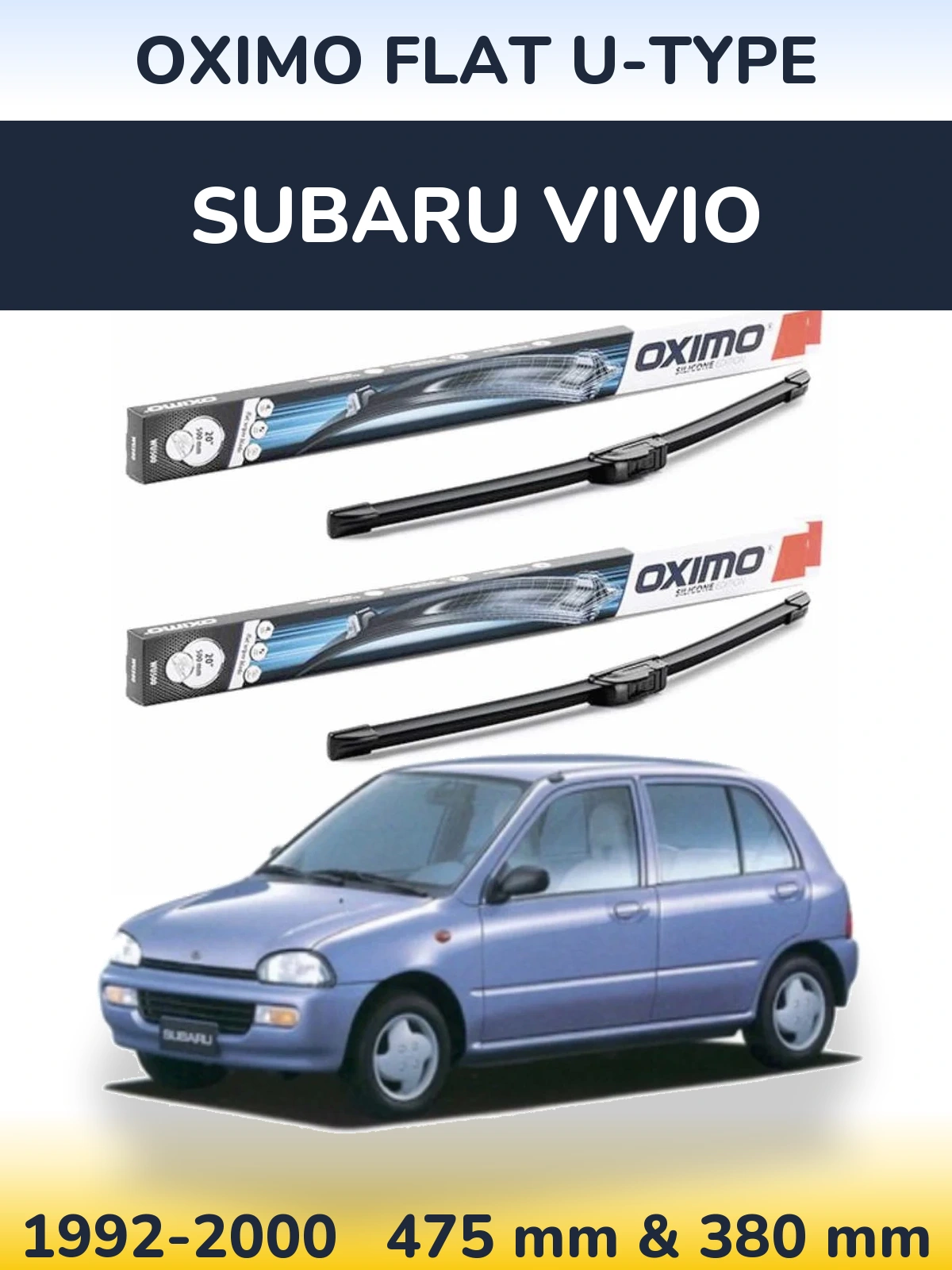 Sada předních stěračů Oximo Flat U-type 475 a 380 mm pro Subaru Vivio 1992-2000
