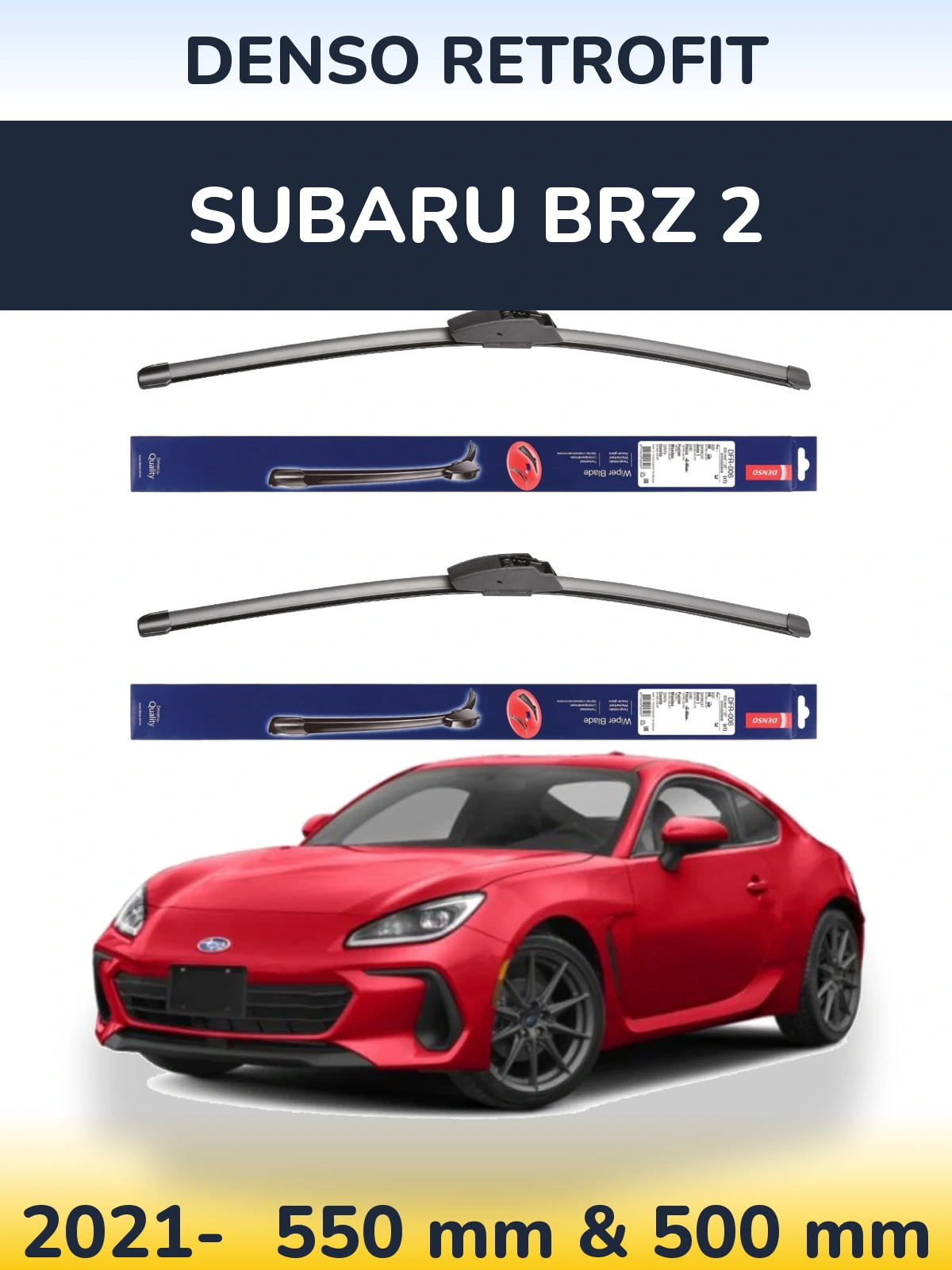 Sada předních stěračů Denso Retrofit 550 a 500 mm pro Subaru BRZ 2 2021-2026