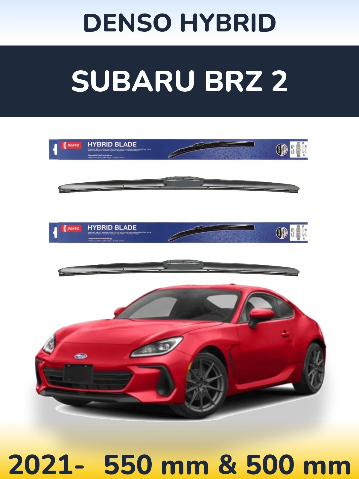 Sada předních stěračů Denso Hybrid 550 a 500 mm pro Subaru BRZ 2 2021-2026