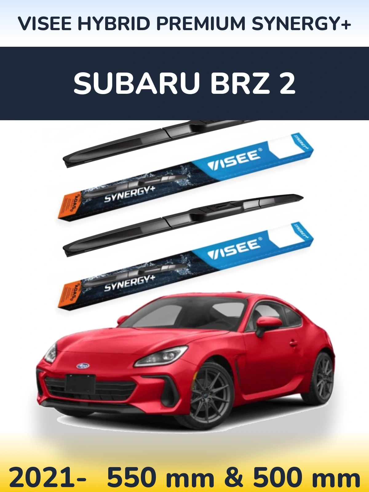 Sada předních stěračů VISEE HYBRID PREMIUM SYNERGY+ 550 a 500 mm pro Subaru BRZ 2 2021-2026