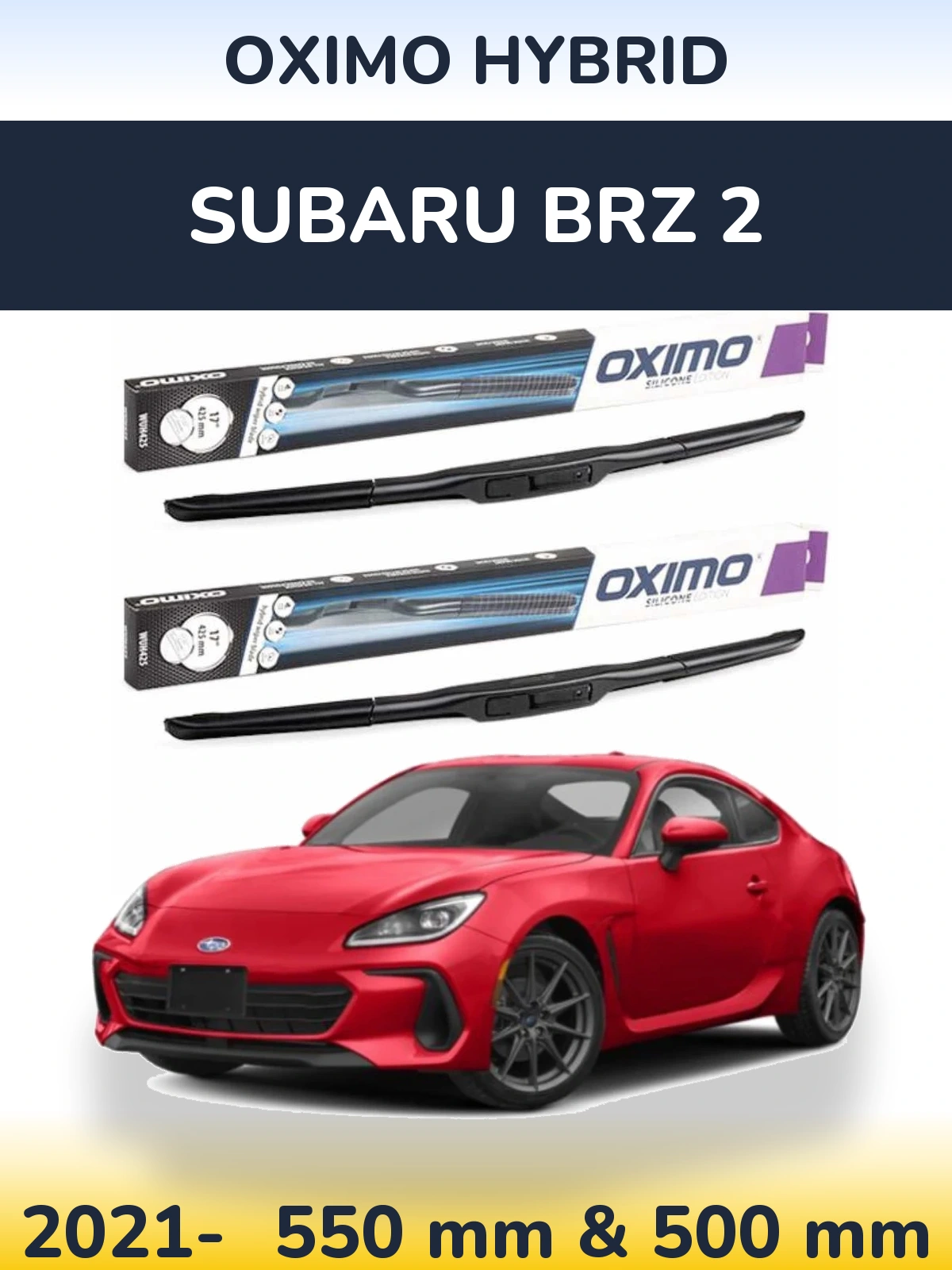 Sada předních stěračů Oximo Hybrid 550 a 500 mm pro Subaru BRZ 2 2021-2026