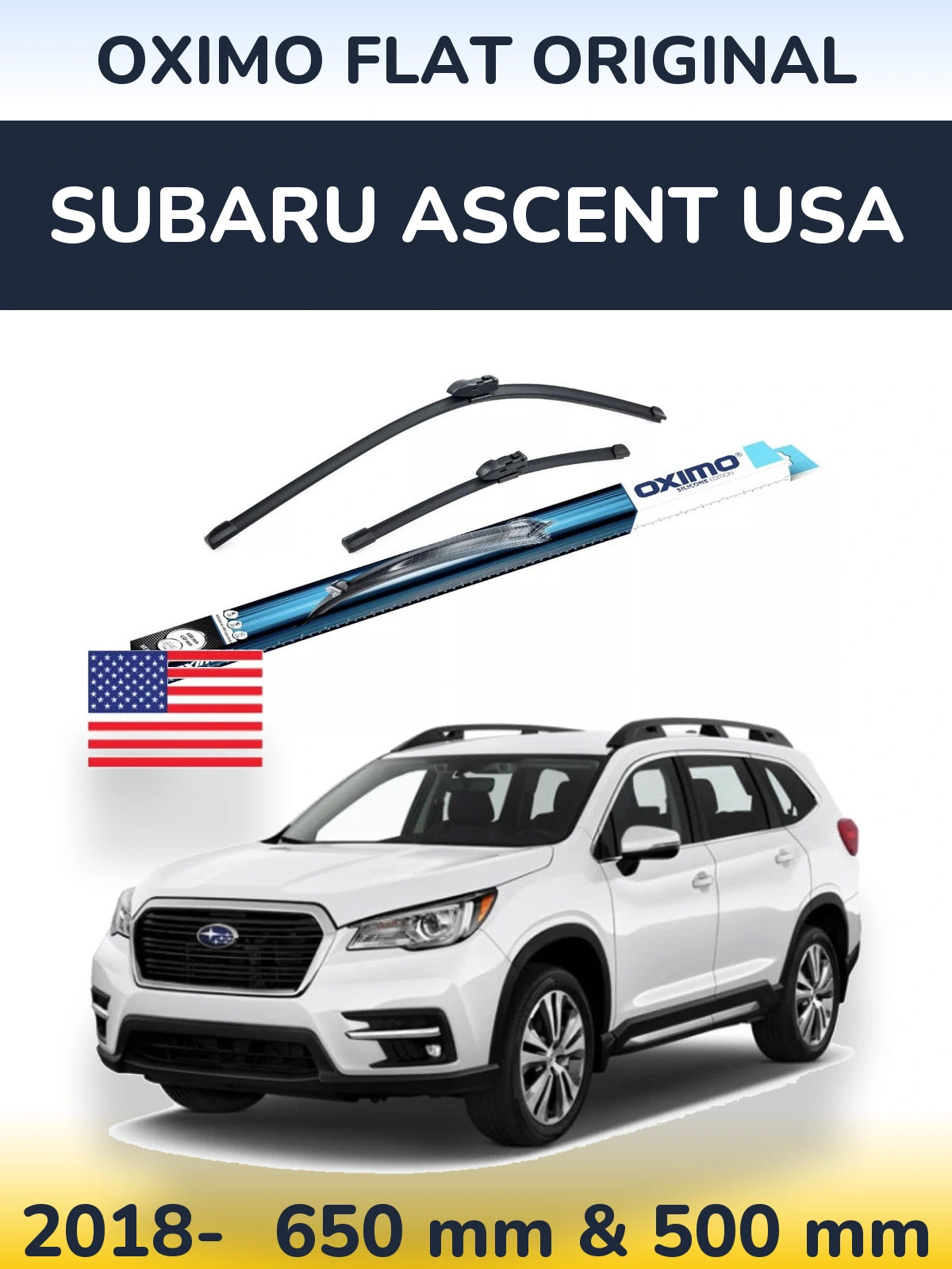 Sada předních stěračů Oximo Flat Original 650 a 500 mm pro Subaru Ascent USA 2018-2026
