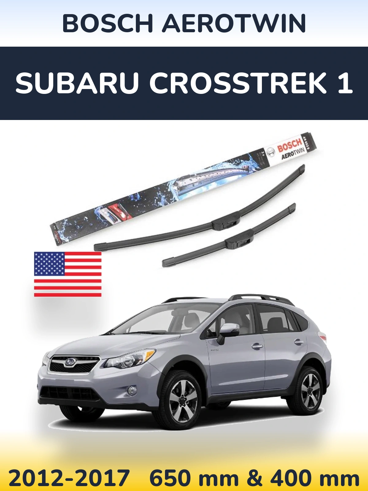 Sada předních stěračů BOSCH AeroTwin 650 a 400 mm pro Subaru Crosstrek 1 2012-2017