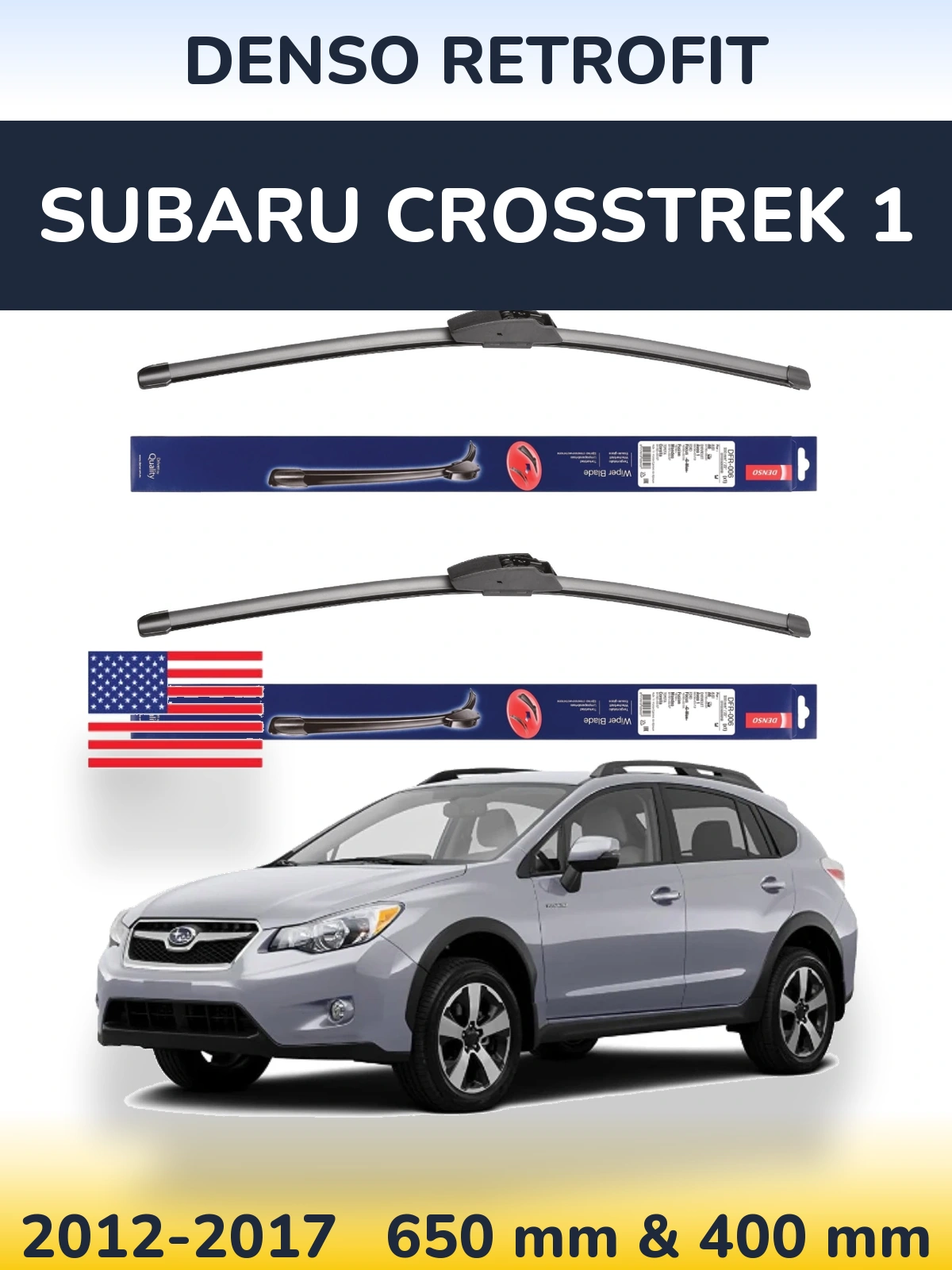 Sada předních stěračů Denso Retrofit 650 a 400 mm pro Subaru Crosstrek 1 2012-2017