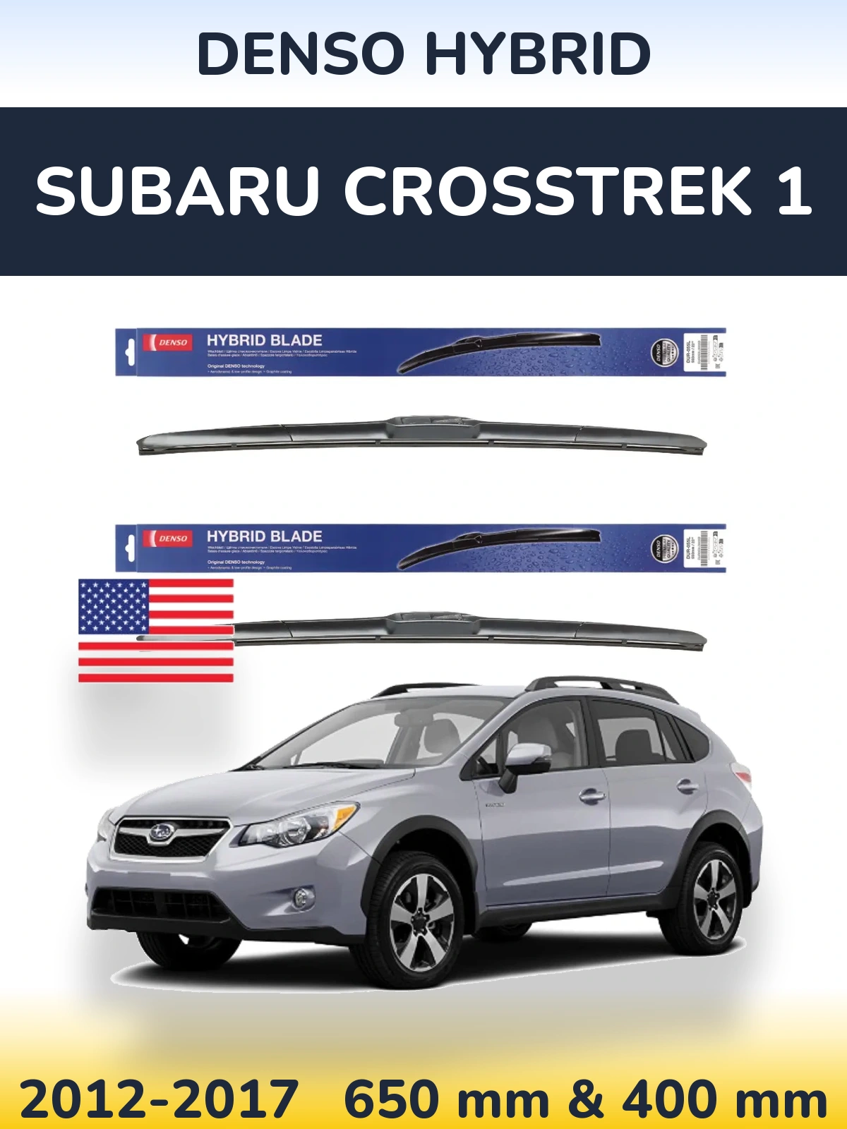 Комплект передніх щіток Denso Hybrid 650 & 400 мм для Subaru Crosstrek 1 2012-2017