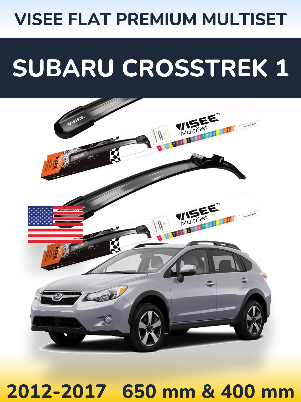 Sada předních stěračů VISEE FLAT PREMIUM MultiSet 650 a 400 mm pro Subaru Crosstrek 1 2012-2017