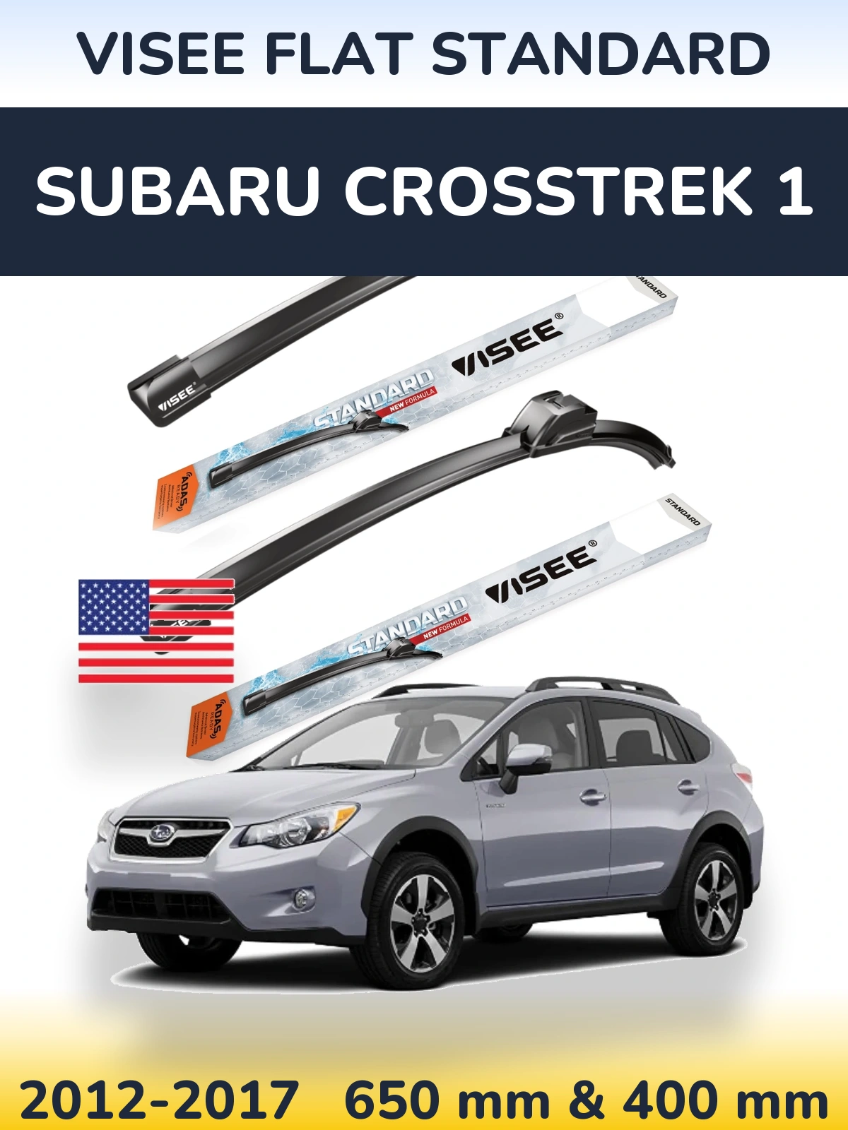 Sada předních stěračů VISEE FLAT STANDARD 650 a 400 mm pro Subaru Crosstrek 1 2012-2017
