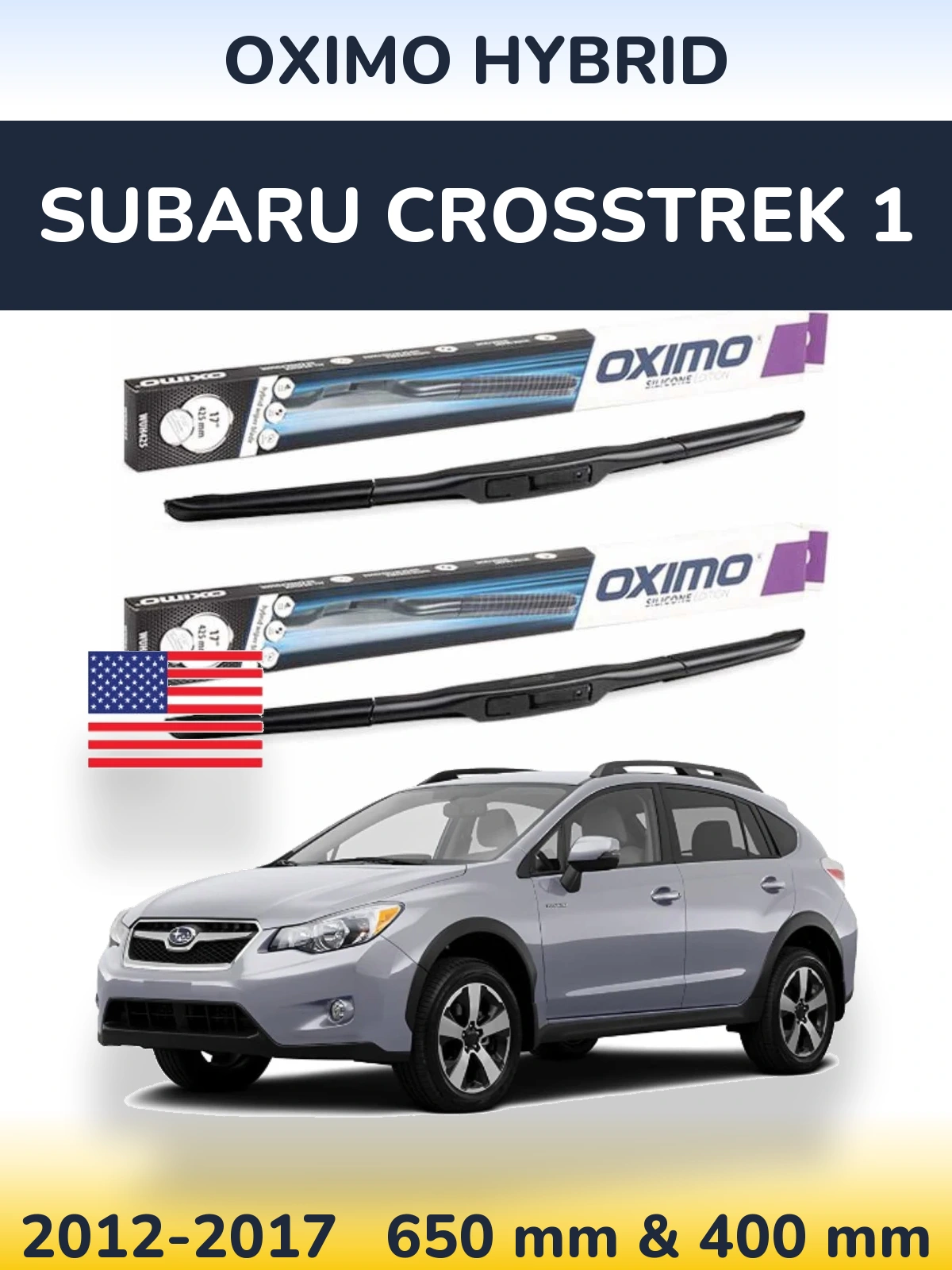 Sada předních stěračů Oximo Hybrid 650 a 400 mm pro Subaru Crosstrek 1 2012-2017
