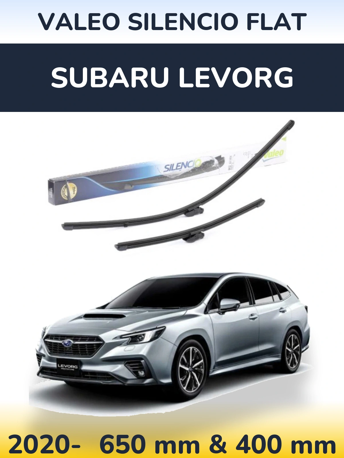 Sada předních stěračů Valeo Silencio Flat 650 a 400 mm pro Subaru Levorg 2020-2026