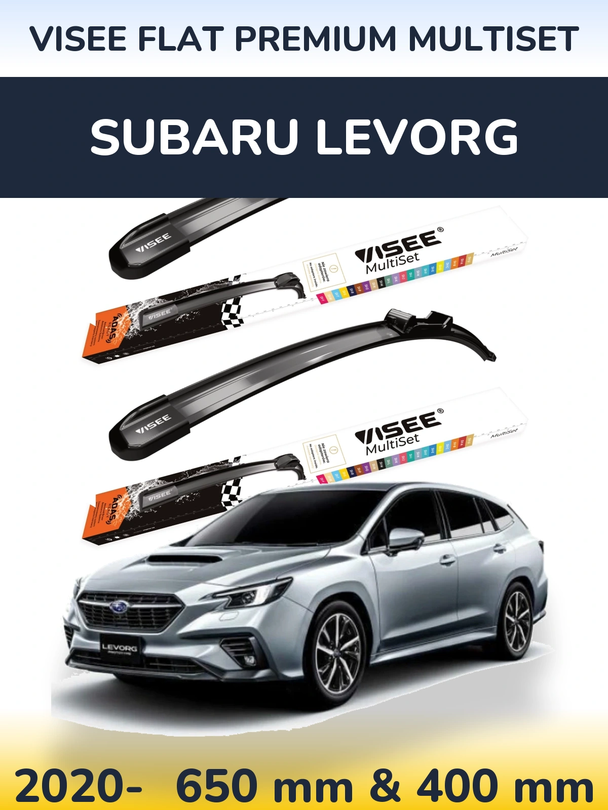 Sada předních stěračů VISEE FLAT PREMIUM MultiSet 650 a 400 mm pro Subaru Levorg 2020-2026
