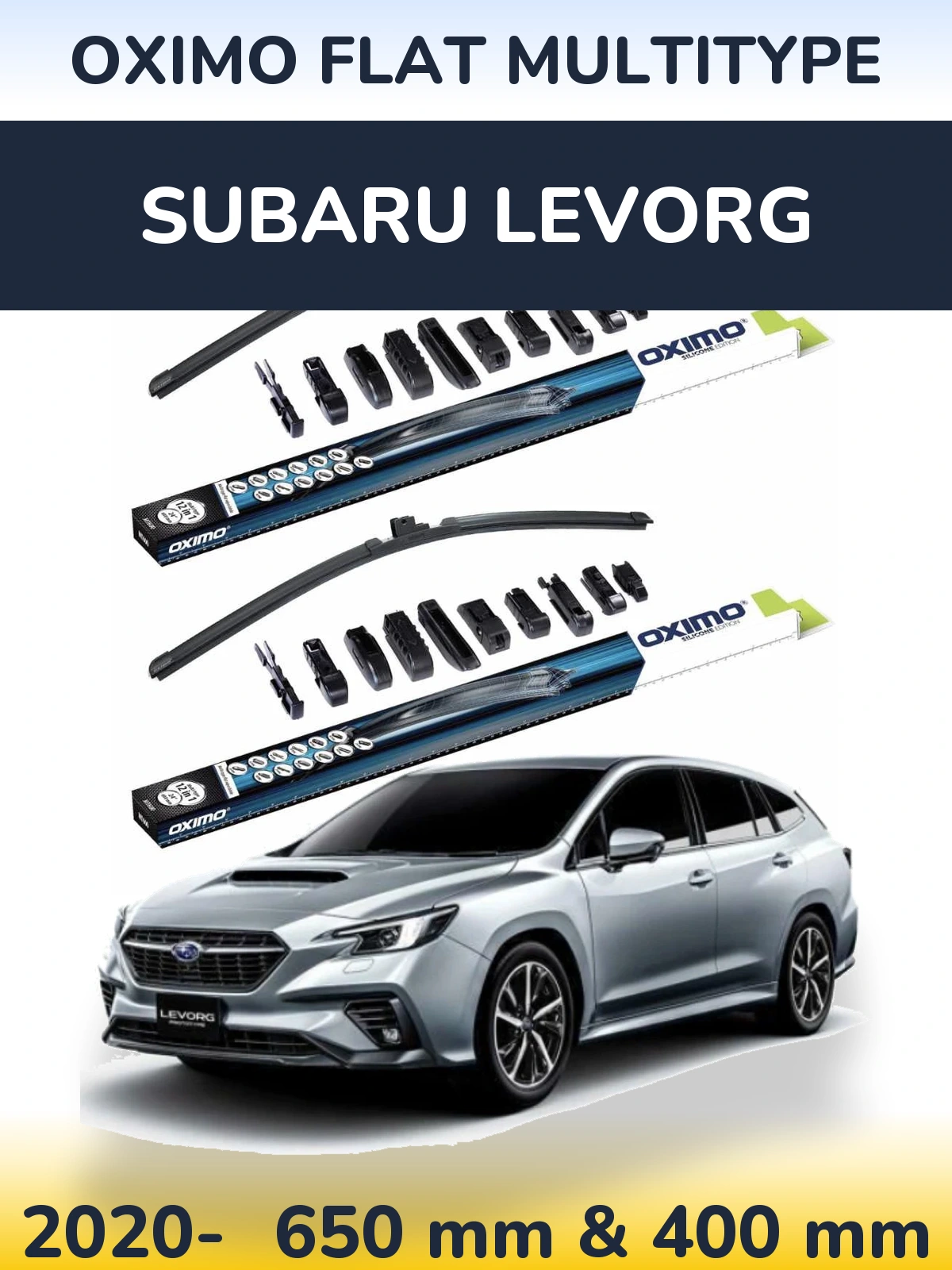 Sada předních stěračů Oximo Flat MultiType 650 a 400 mm pro Subaru Levorg 2020-2026