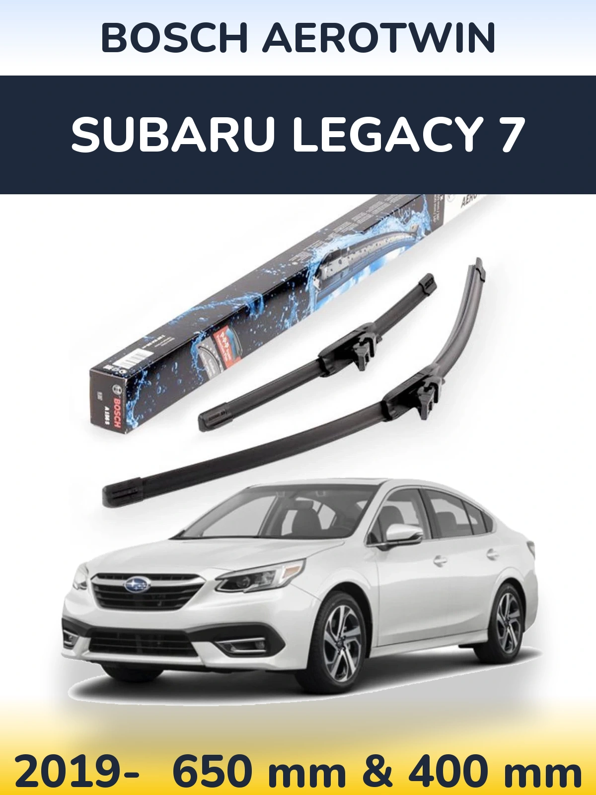 Sada předních stěračů BOSCH AeroTwin 650 a 400 mm pro Subaru Legacy 7 2019-2026
