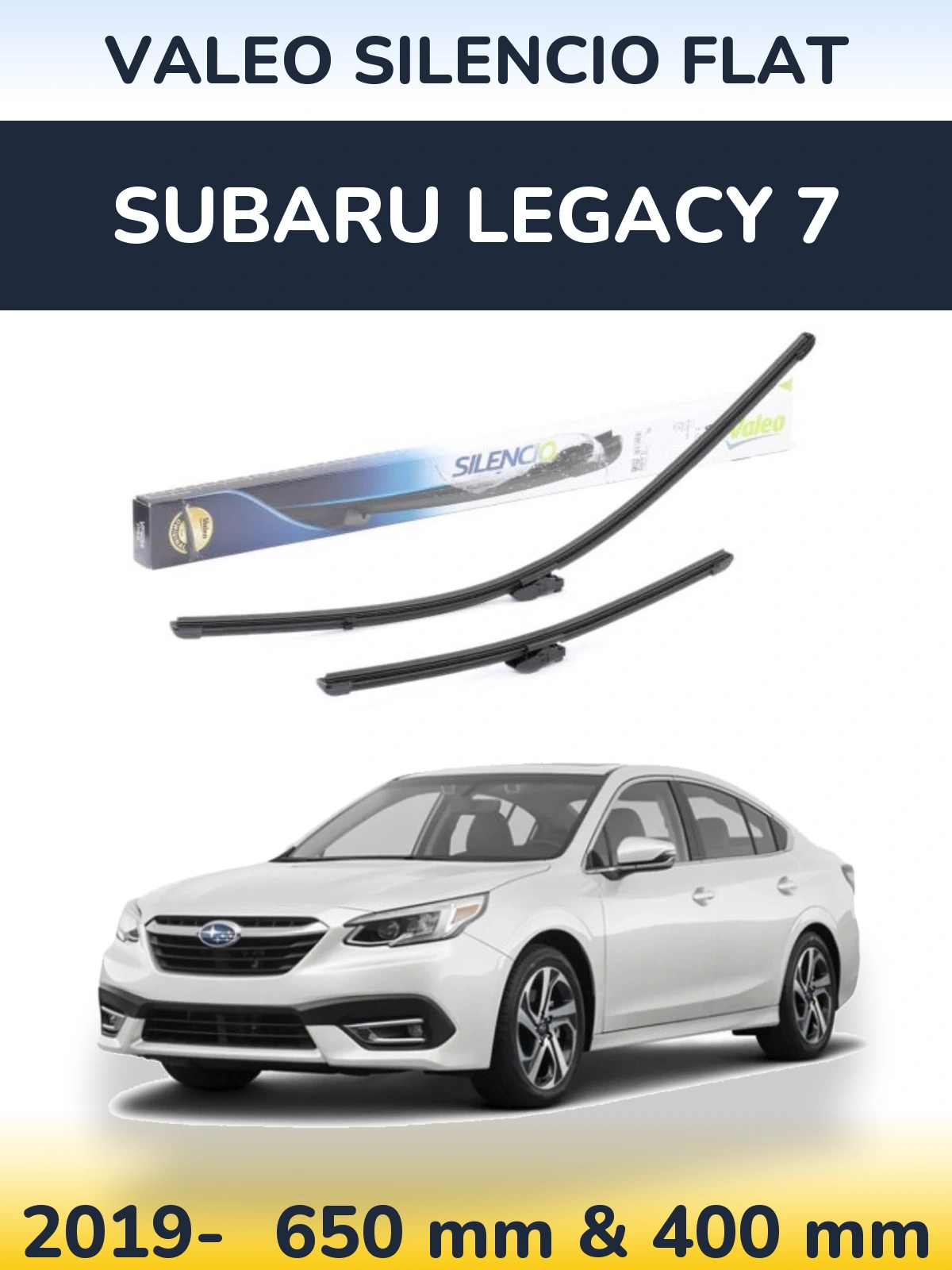 Sada předních stěračů Valeo Silencio Flat 650 a 400 mm pro Subaru Legacy 7 2019-2026