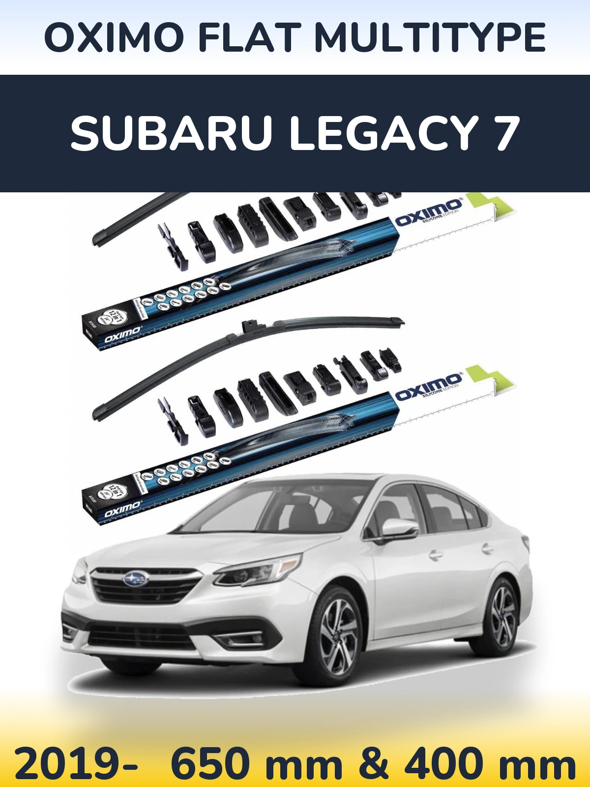 Sada předních stěračů Oximo Flat MultiType 650 a 400 mm pro Subaru Legacy 7 2019-2026