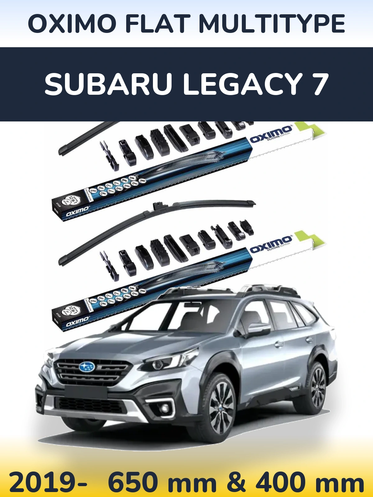 Sada předních stěračů Oximo Flat MultiType 650 a 400 mm pro Subaru Legacy 7 2019-2026