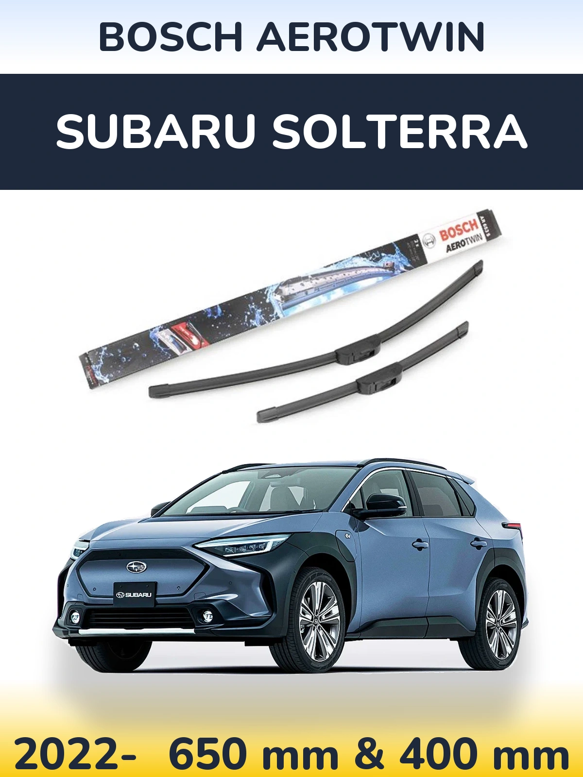 Sada předních stěračů BOSCH AeroTwin 650 a 400 mm pro Subaru Solterra 2022-2026