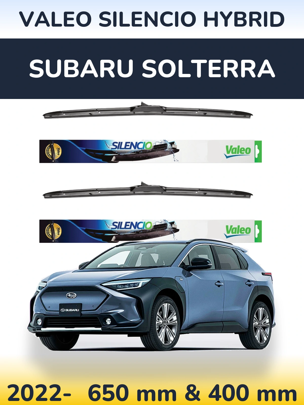 Комплект передніх щіток Valeo Silencio Hybrid 650 & 400 мм для Subaru Solterra 2022-2026