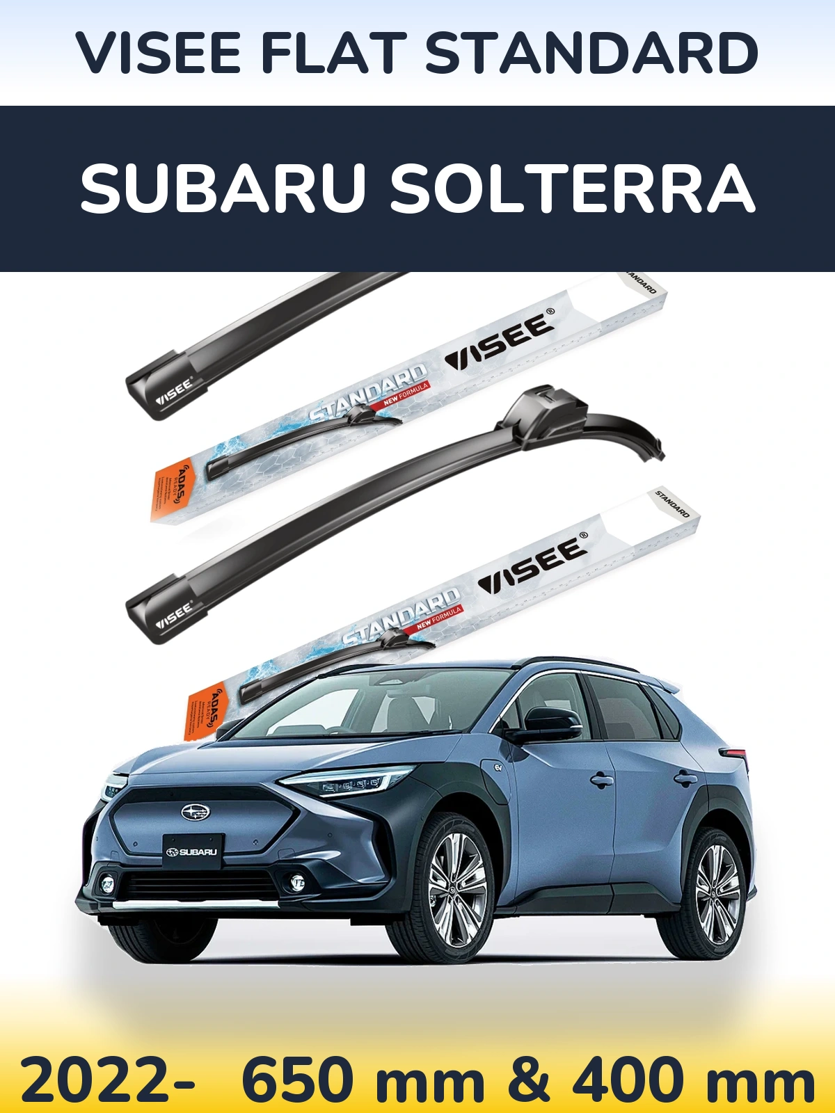 Sada předních stěračů VISEE FLAT STANDARD 650 a 400 mm pro Subaru Solterra 2022-2026