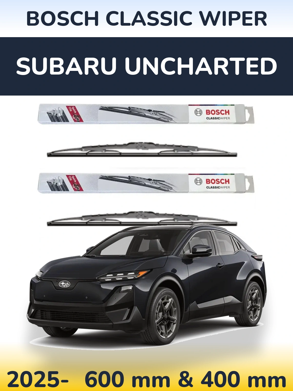 Sada předních stěračů BOSCH Classic Wiper 600 a 400 mm pro Subaru Uncharted 2025-2026
