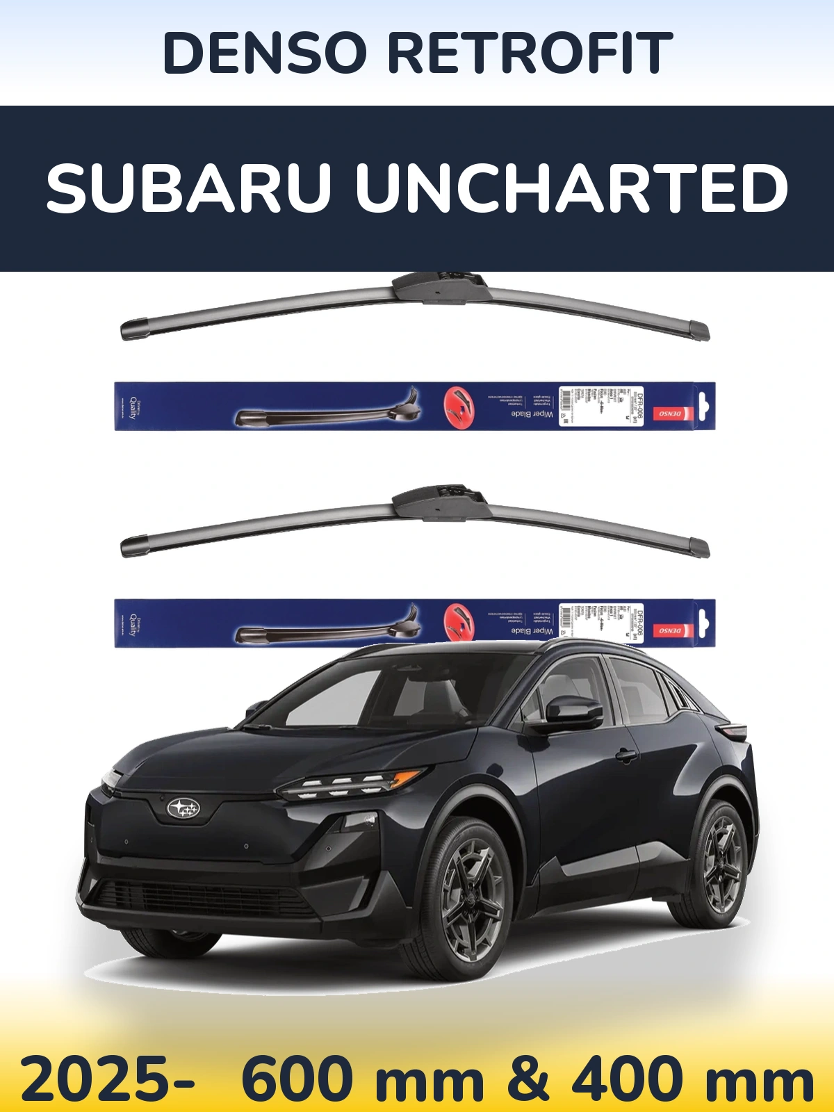 Sada předních stěračů Denso Retrofit 600 a 400 mm pro Subaru Uncharted 2025-2026