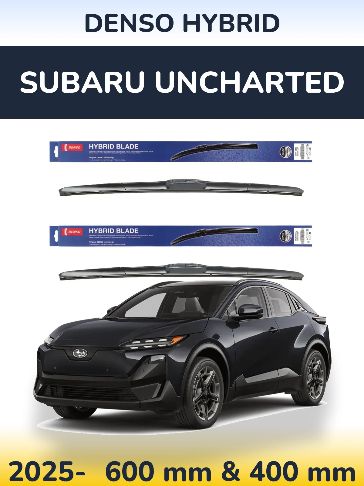 Sada předních stěračů Denso Hybrid 600 a 400 mm pro Subaru Uncharted 2025-2026