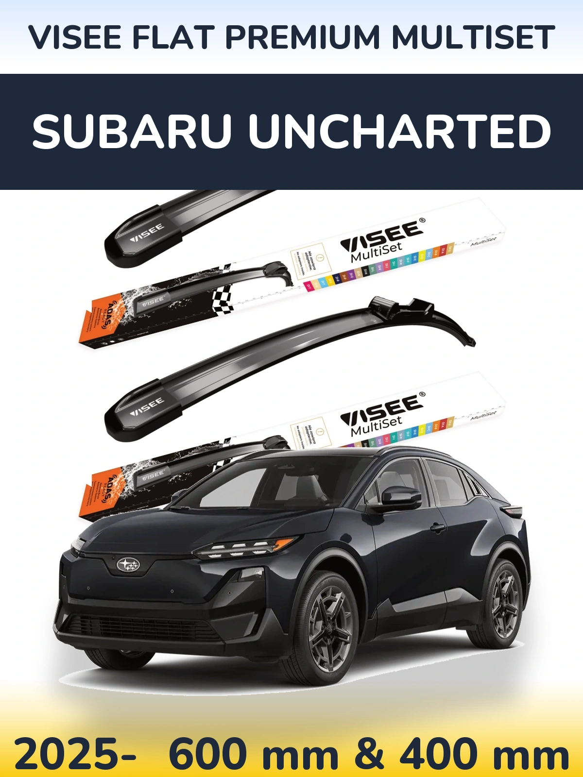 Sada předních stěračů VISEE FLAT PREMIUM MultiSet 600 a 400 mm pro Subaru Uncharted 2025-2026