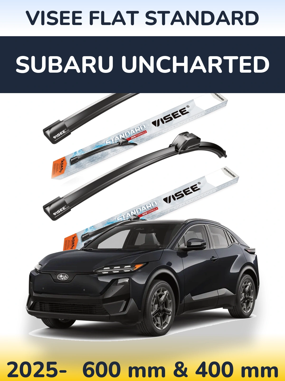 Sada předních stěračů VISEE FLAT STANDARD 600 a 400 mm pro Subaru Uncharted 2025-2026