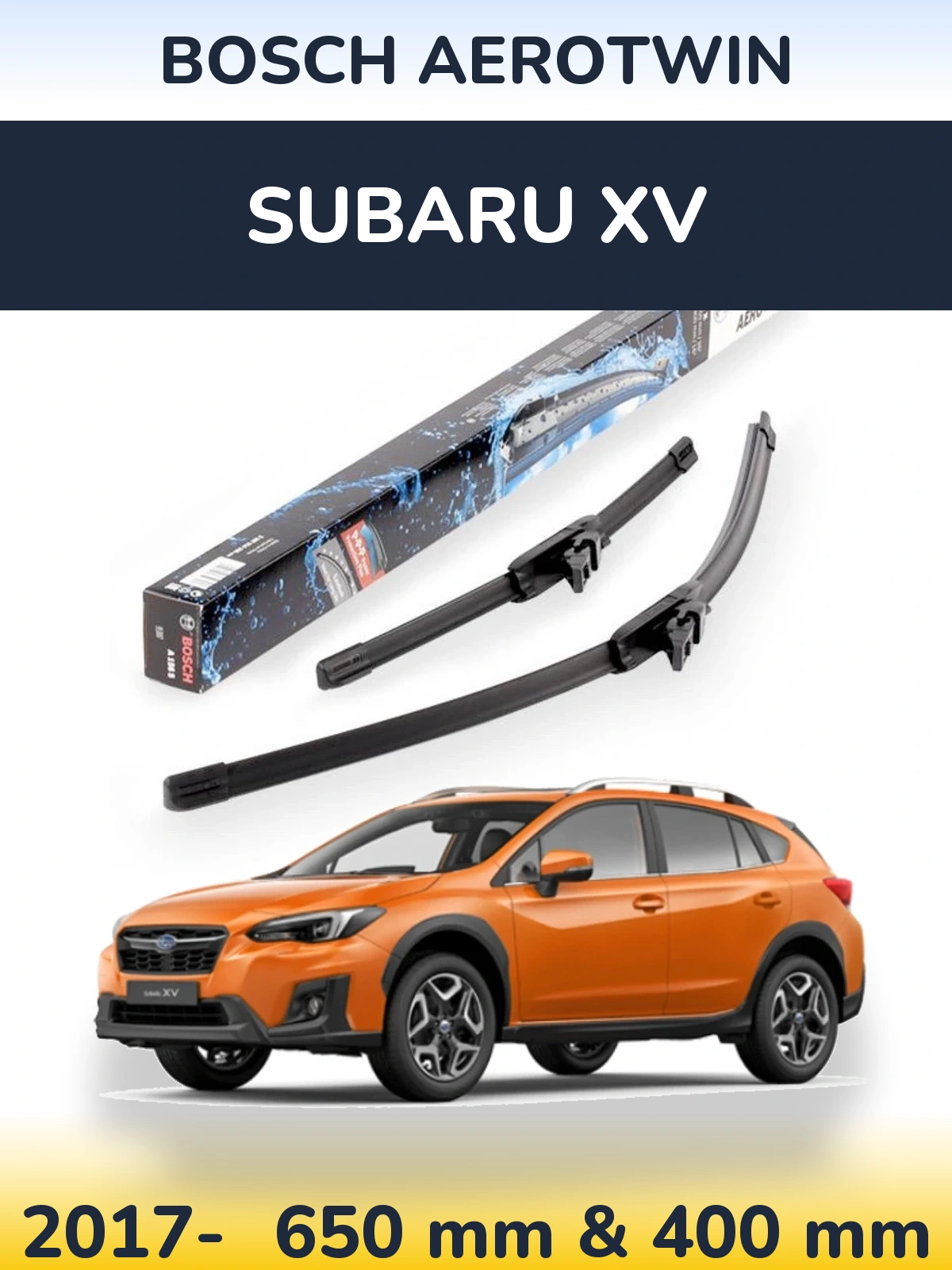 Sada předních stěračů BOSCH AeroTwin 650 a 400 mm pro Subaru XV 2017-2026