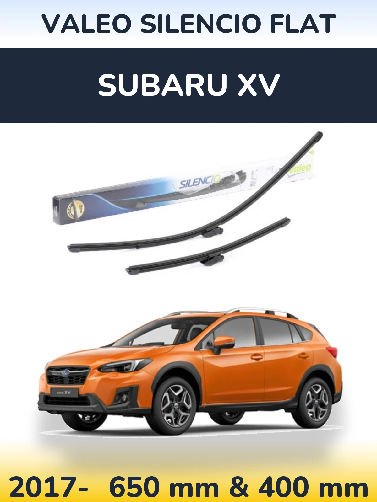 Sada předních stěračů Valeo Silencio Flat 650 a 400 mm pro Subaru XV 2017-2026