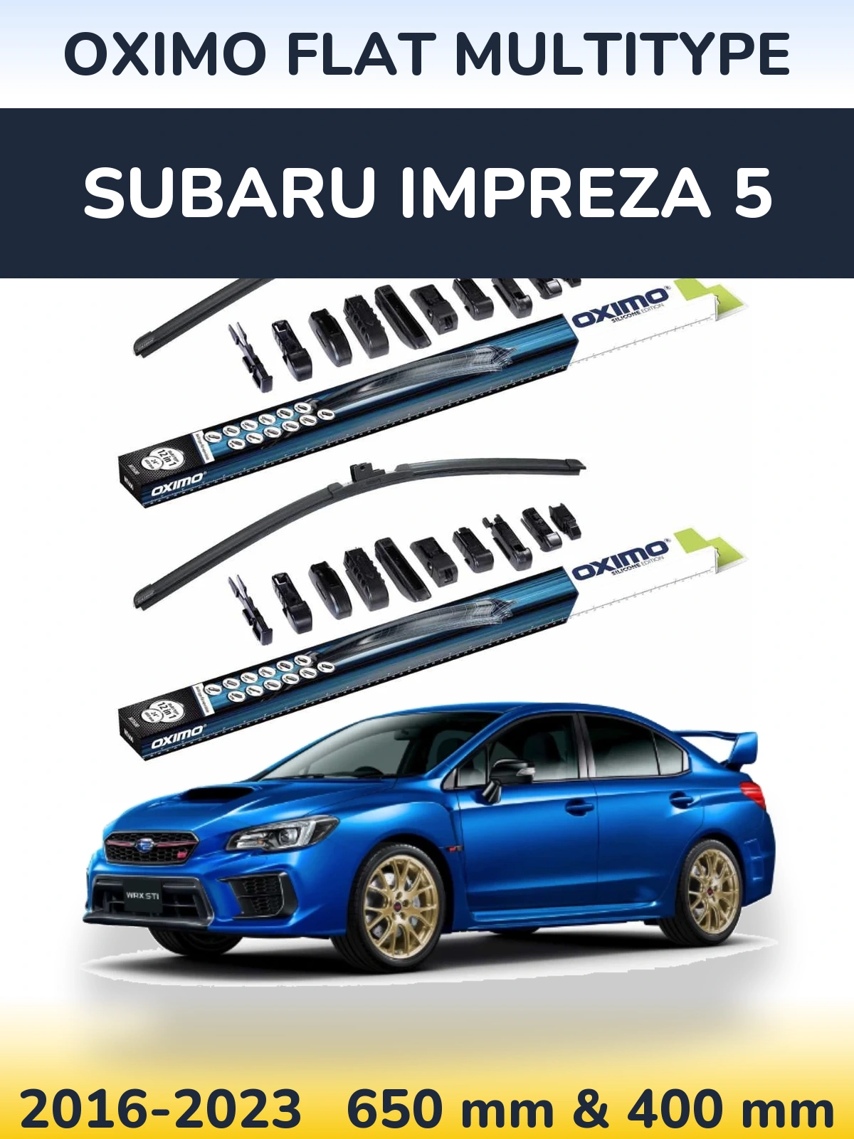 Sada předních stěračů Oximo Flat MultiType 650 a 400 mm pro Subaru Impreza 5 2016-2023