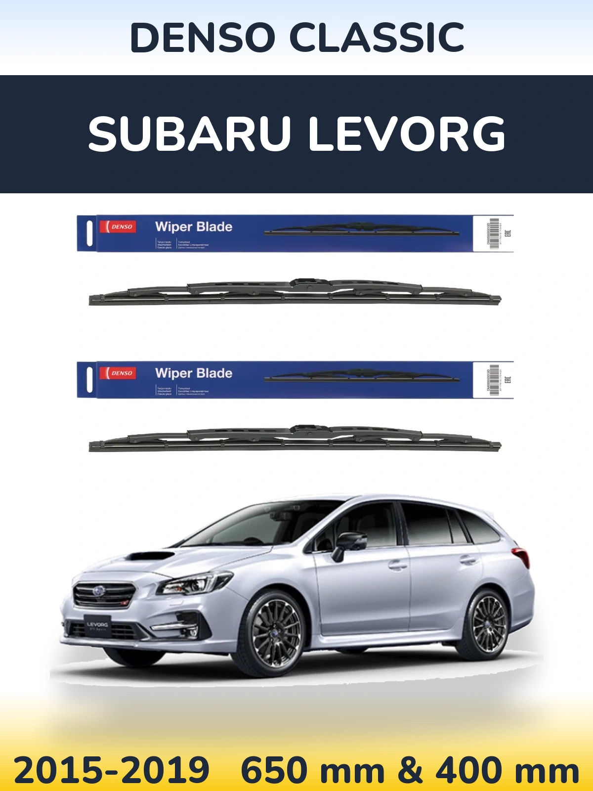 Sada předních stěračů Denso Classic 650 a 400 mm pro Subaru Levorg 2015-2019
