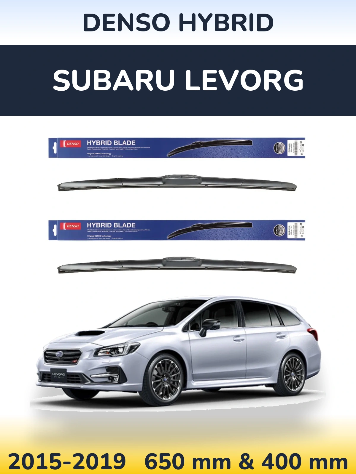 Sada předních stěračů Denso Hybrid 650 a 400 mm pro Subaru Levorg 2015-2019
