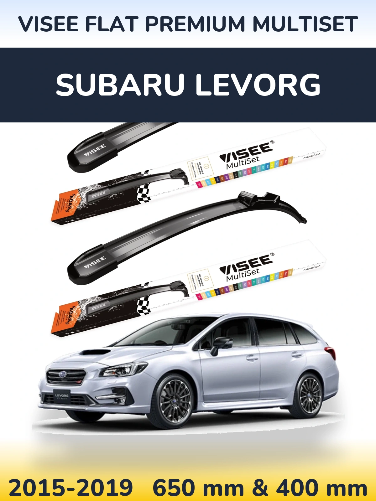 Sada předních stěračů VISEE FLAT PREMIUM MultiSet 650 a 400 mm pro Subaru Levorg 2015-2019