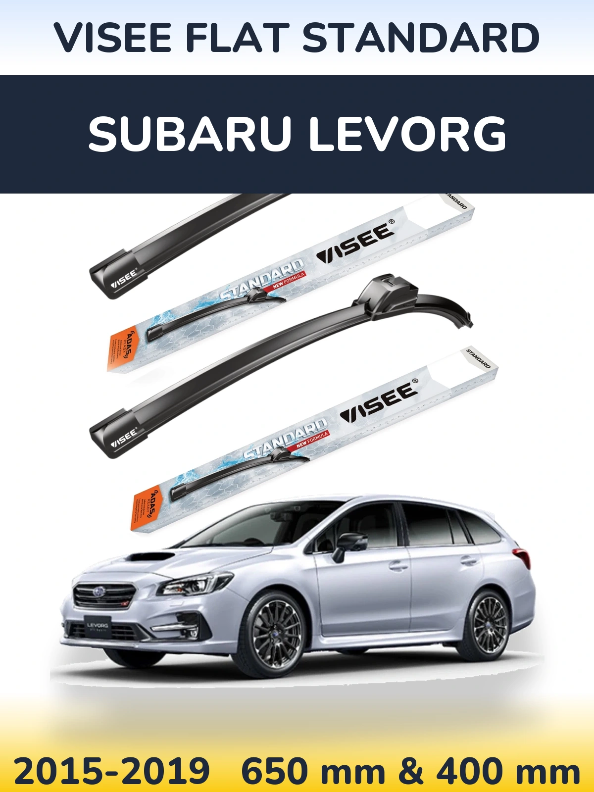 Sada předních stěračů VISEE FLAT STANDARD 650 a 400 mm pro Subaru Levorg 2015-2019