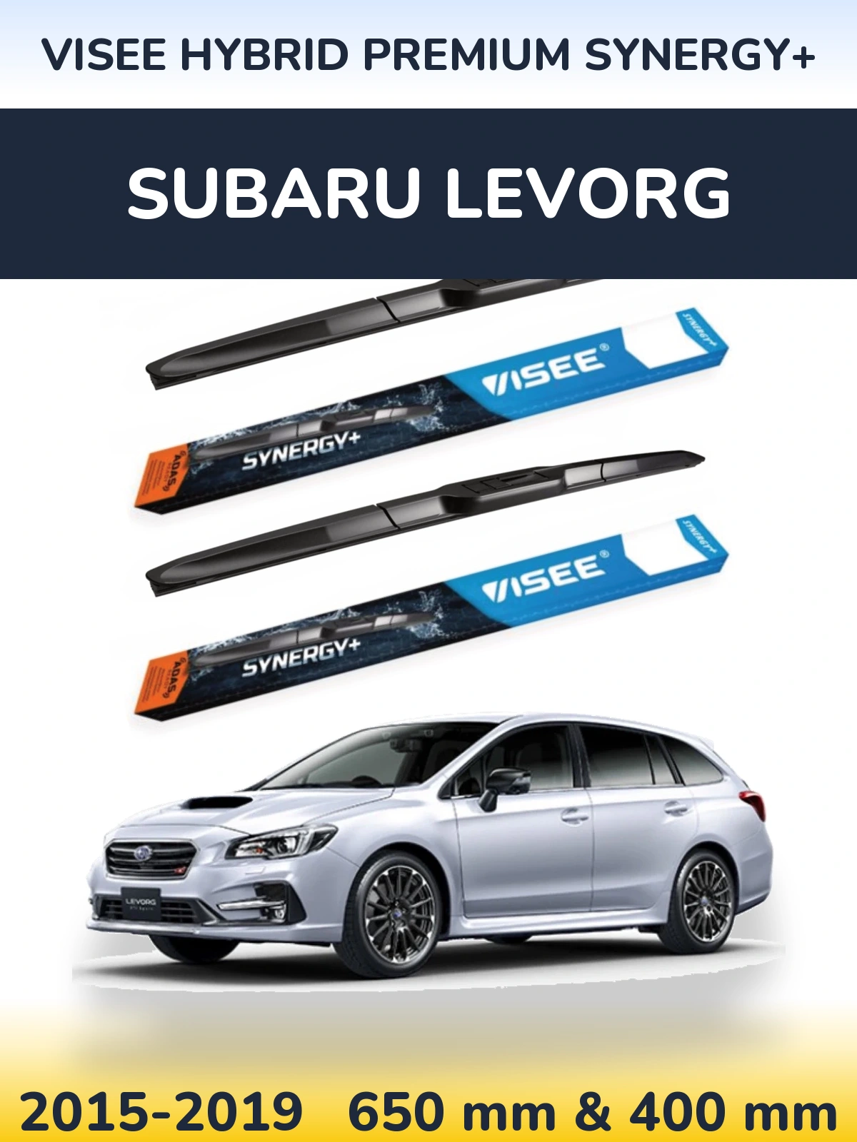 Sada předních stěračů VISEE HYBRID PREMIUM SYNERGY+ 650 a 400 mm pro Subaru Levorg 2015-2019