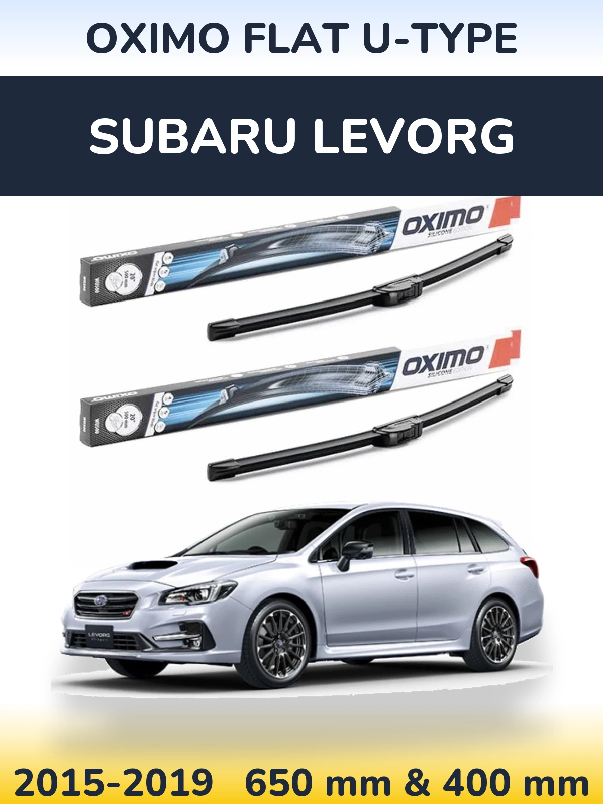 Sada předních stěračů Oximo Flat U-type 650 a 400 mm pro Subaru Levorg 2015-2019