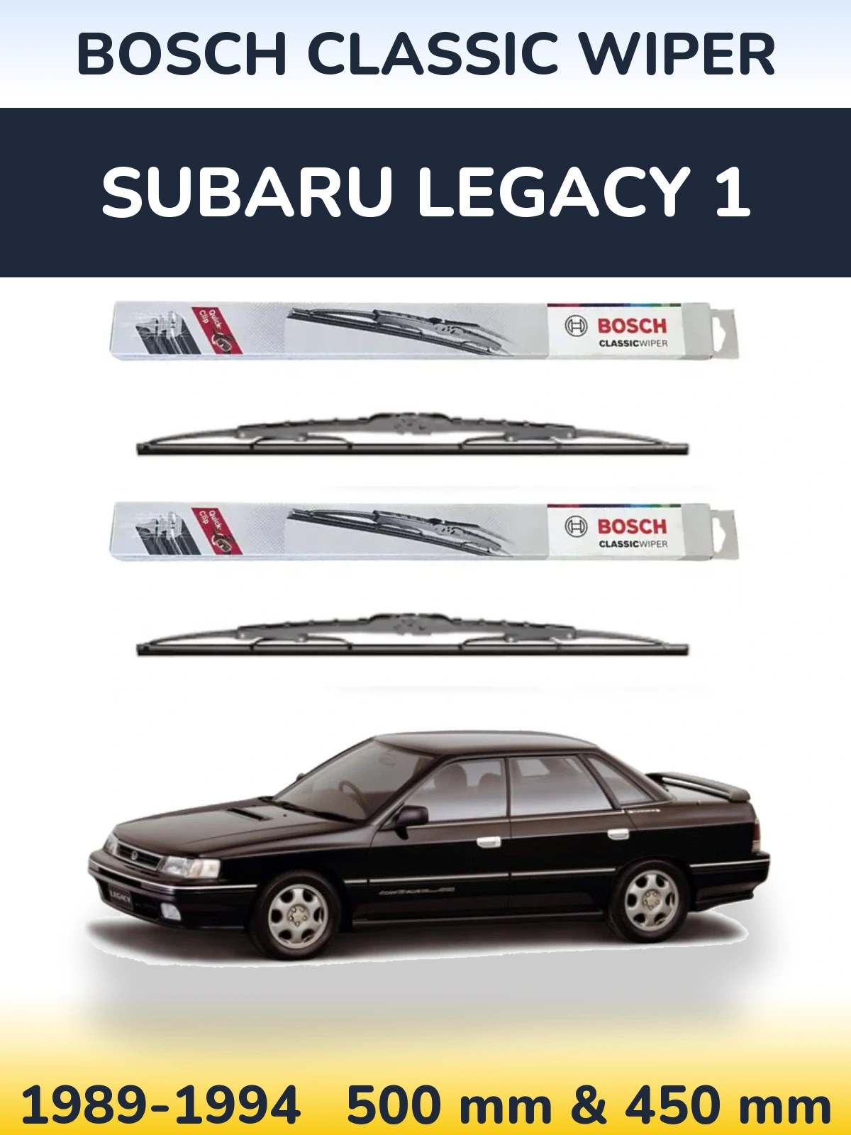 Sada předních stěračů BOSCH Classic Wiper 500 a 450 mm pro Subaru Legacy 1 1989-1994