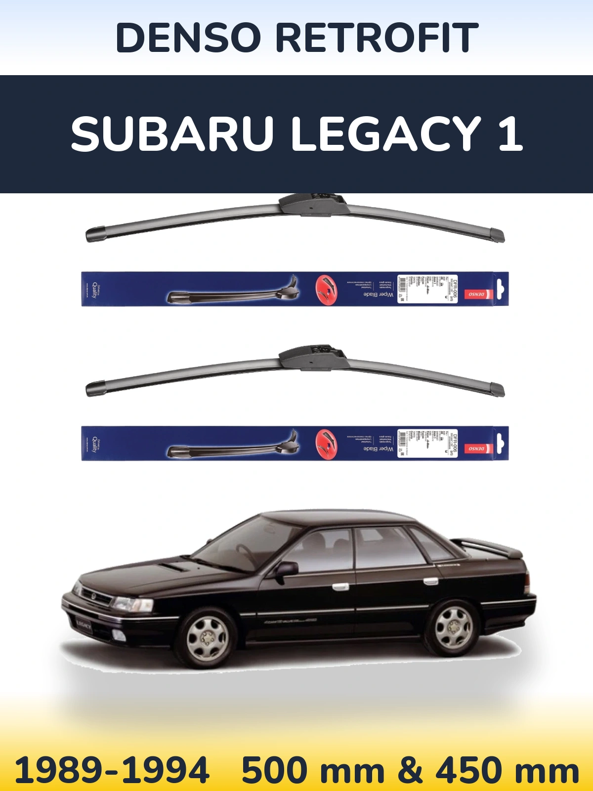Sada předních stěračů Denso Retrofit 500 a 450 mm pro Subaru Legacy 1 1989-1994
