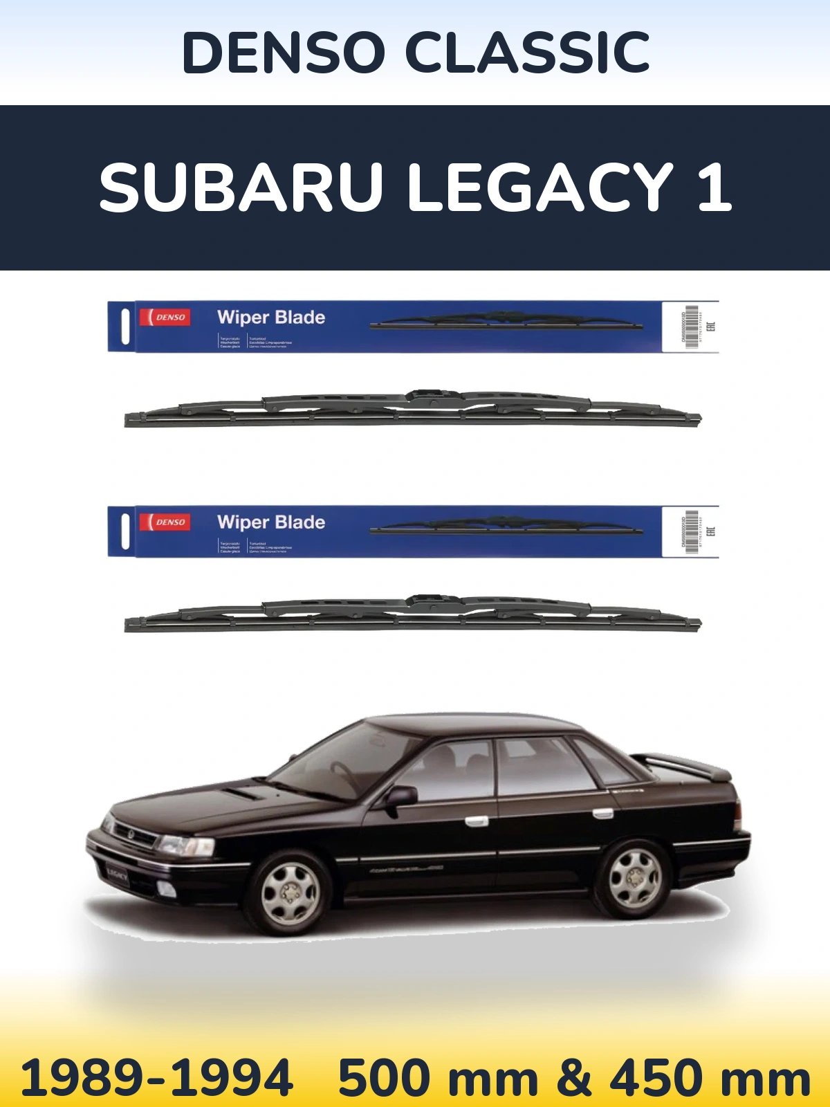 Sada předních stěračů Denso Classic 500 a 450 mm pro Subaru Legacy 1 1989-1994