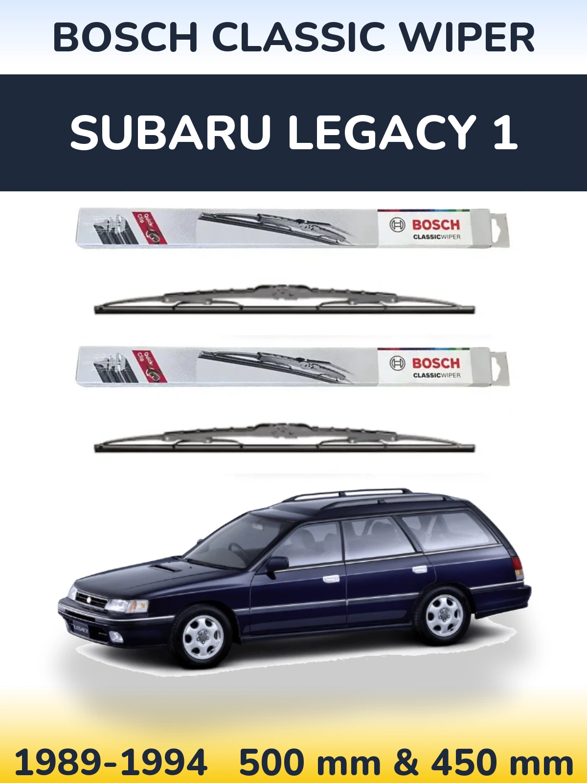 Sada předních stěračů BOSCH Classic Wiper 500 a 450 mm pro Subaru Legacy 1 1989-1994