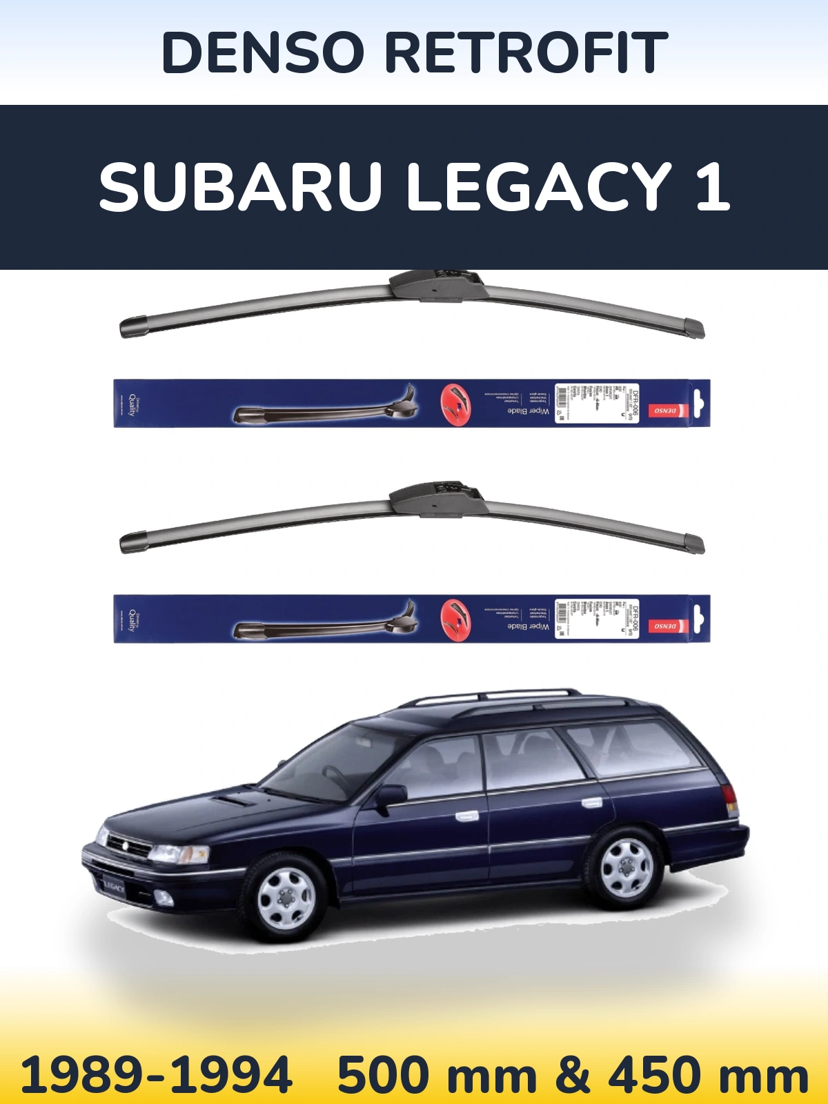 Sada předních stěračů Denso Retrofit 500 a 450 mm pro Subaru Legacy 1 1989-1994