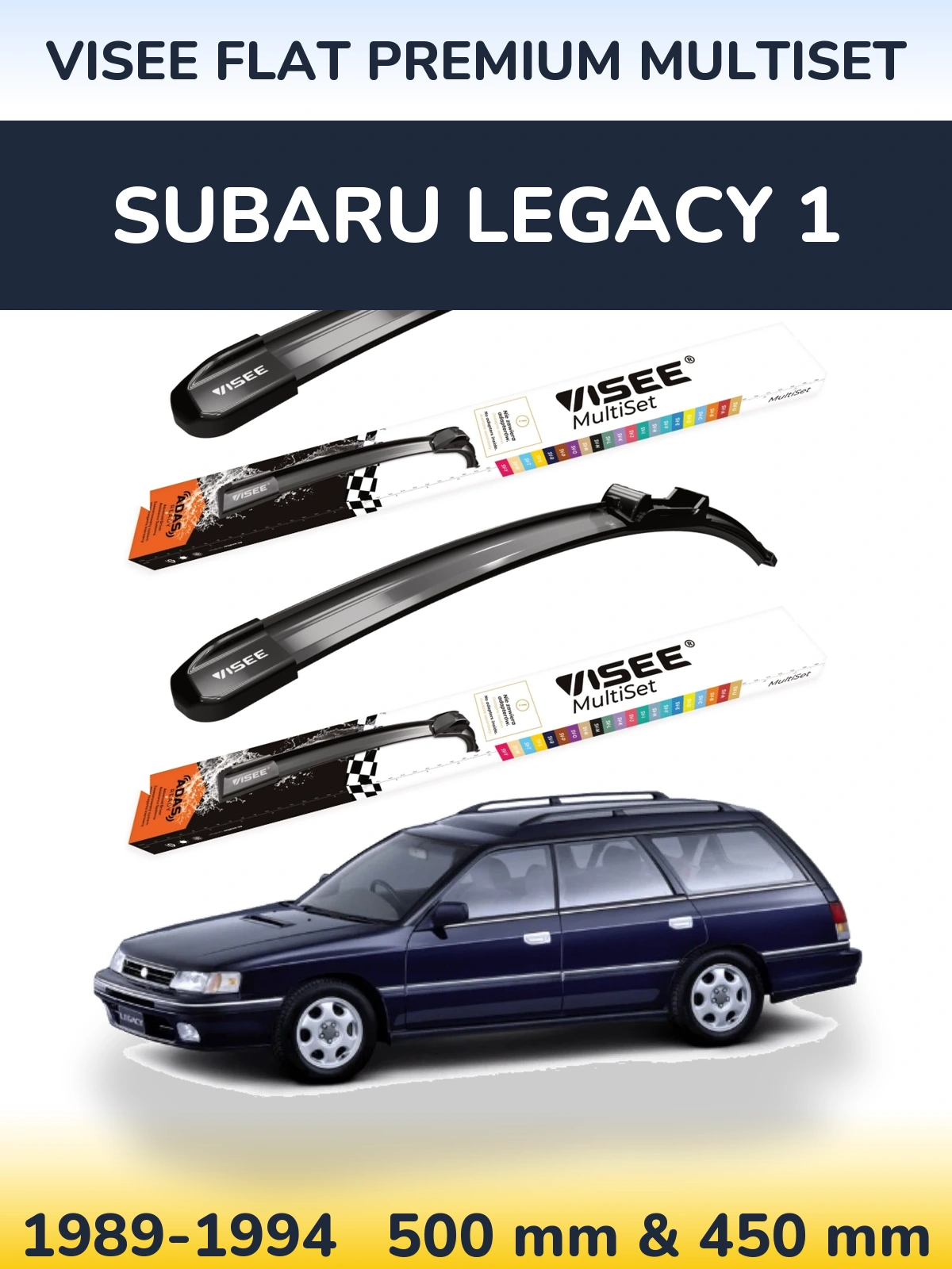Sada předních stěračů VISEE FLAT PREMIUM MultiSet 500 a 450 mm pro Subaru Legacy 1 1989-1994