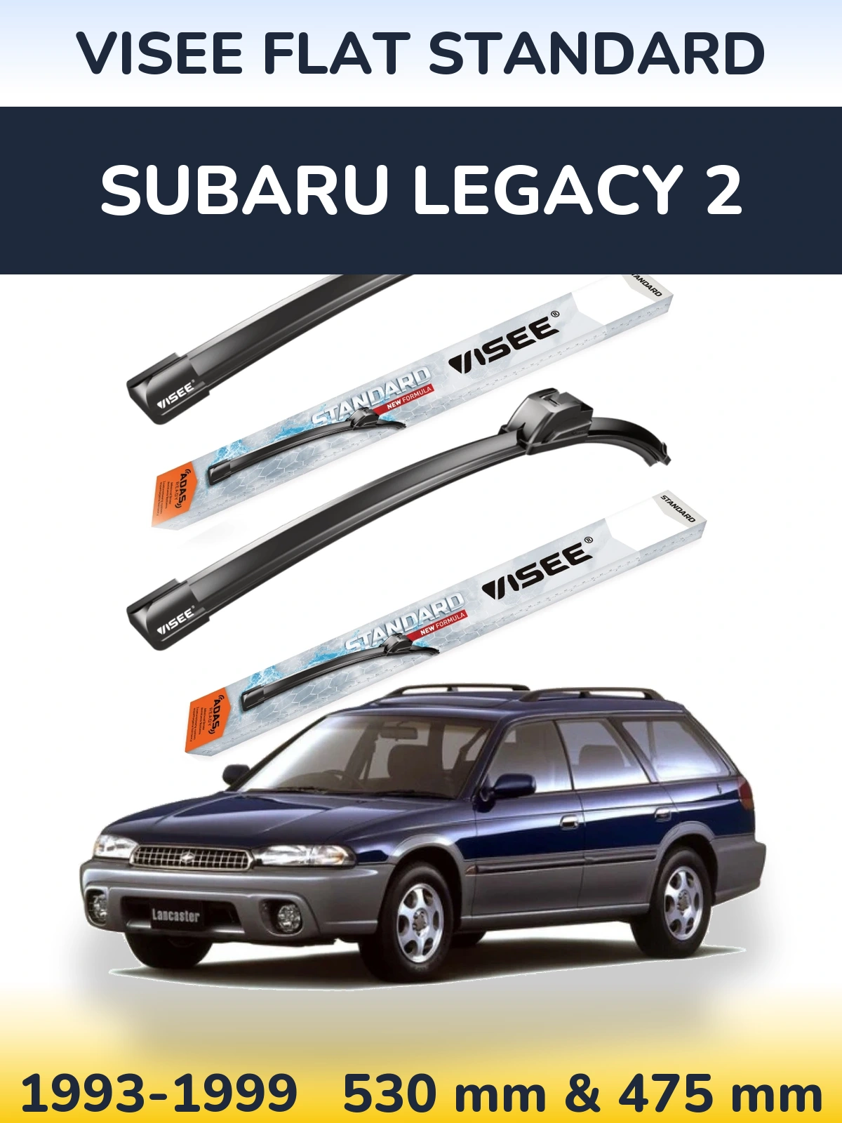 Sada předních stěračů VISEE FLAT STANDARD 530 a 475 mm pro Subaru Legacy 2 1993-1999