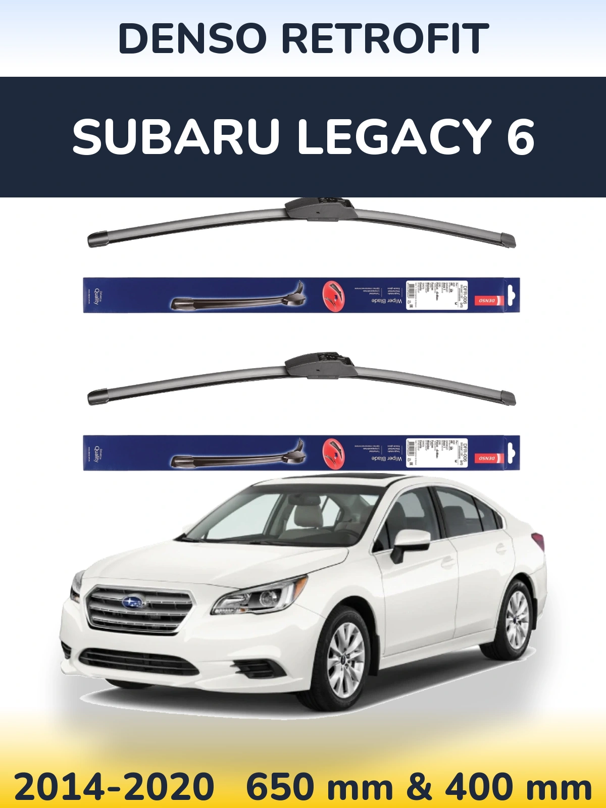 Sada předních stěračů Denso Retrofit 650 a 400 mm pro Subaru Legacy 6 2014-2020