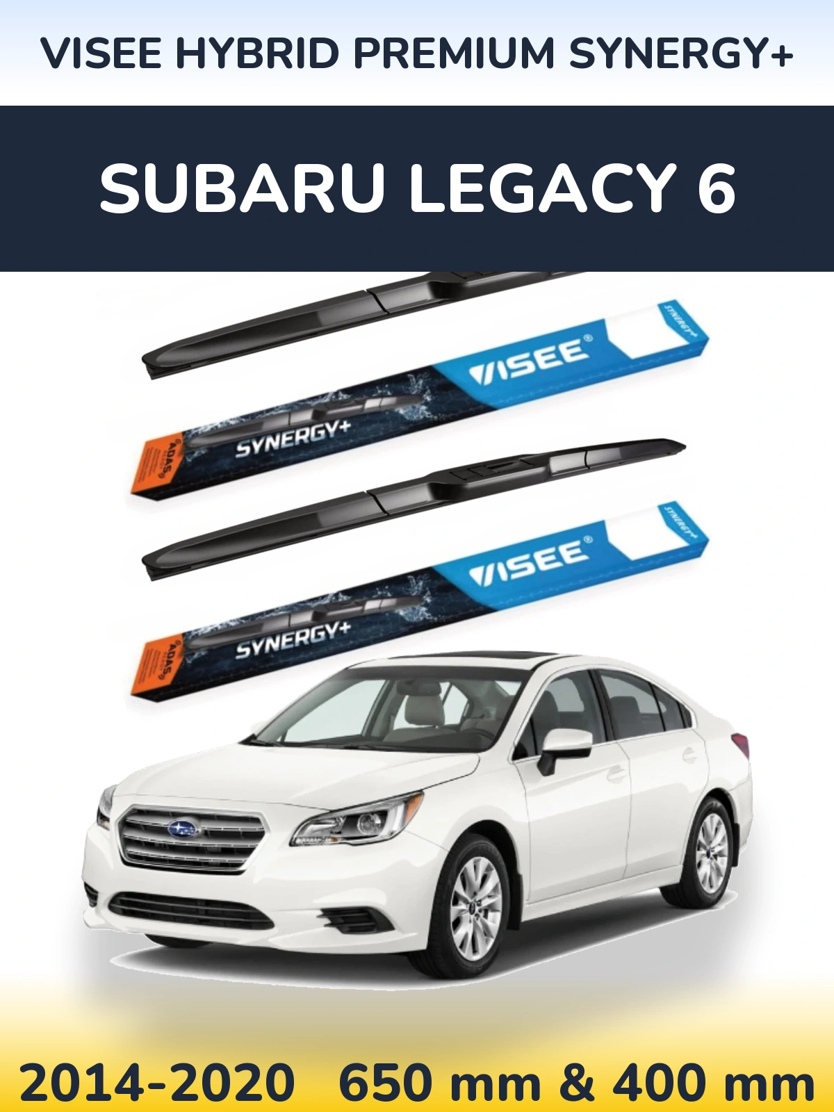 Sada předních stěračů VISEE HYBRID PREMIUM SYNERGY+ 650 a 400 mm pro Subaru Legacy 6 2014-2020
